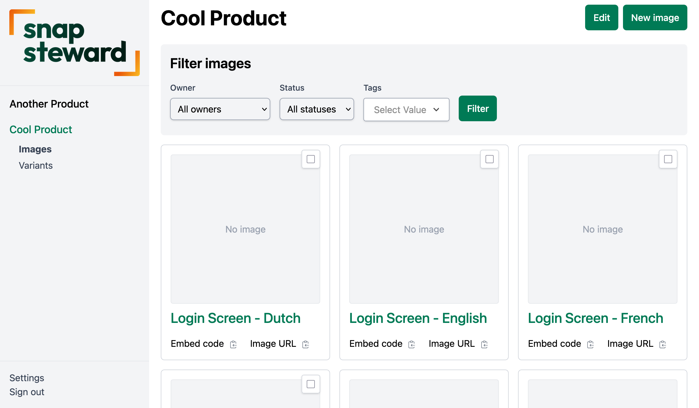 SnapSteward dashboard overview